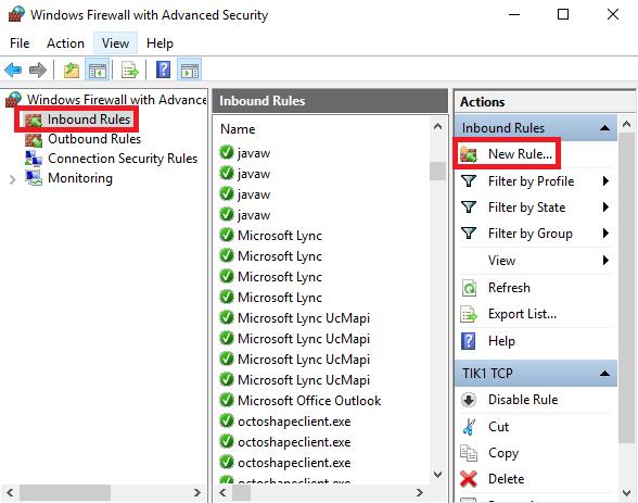 Vklop potrebnih portov 1. V windows orodni vrstici kliknemo na gumb za iskanje in poiščemo 'Windows Firewall with Advanced Security'. 2.
