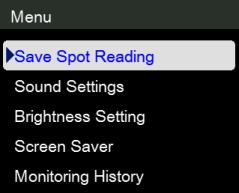 Identifikacija elementov menija Save Spot Reading (Shrani trenutno odčitano vrednost) omogoča zajem trenutno prikazane odčitane vrednosti.