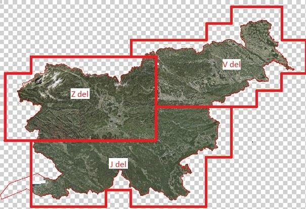 1.1 Območje projekta Območje projekta obnove obsega V in Z del države Slovenije obnova bo potekala na podlagi razpoložljivih ortofoto (DOF) posnetkov, ki so bili in bodo posneti v letih 2015, 2016 in