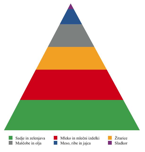 43 Slika 2: Prehranska piramida oblikovana glede na rezultate dnevne D + S PK za štiričlansko družino. 4.