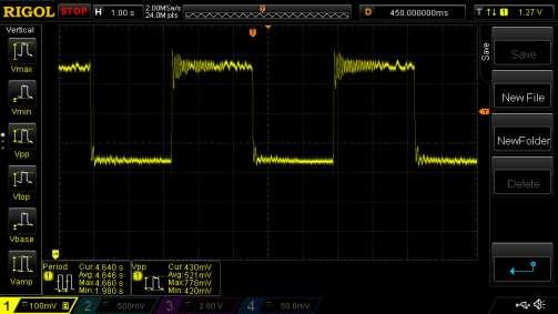 Rezultati in diskusija 8.1.3 Sledenje koračnemu referenčnemu signalu Za referenčni signal izberemo koračno funkcijo z okvirno amplitudo 1.6 mm in frekvenco 0.2 Hz. Slika 8.