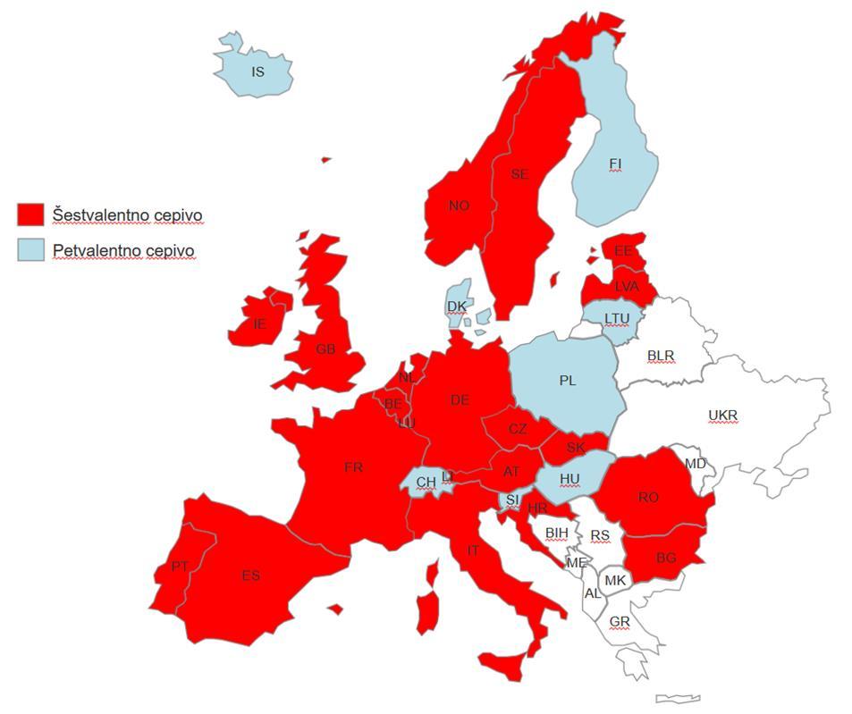 Ugotovili smo, da 19 držav EU in Norveška v svojih nacionalnih programih cepljenja uporablja šestvalentno cepivo, medtem ko s petvalentnim cepivom cepi osem držav EU ter Švica, Islandija in