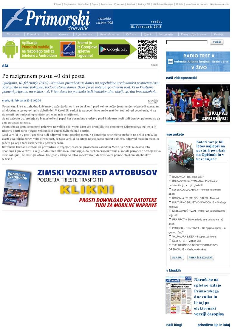 18.2.2015 www.primorski.eu Površina/Trajanje: 1.247,40 Naklada: http://www.primorski.eu/stories/sta/254638/ <ahref http openx.tmedia.it www delivery ck.