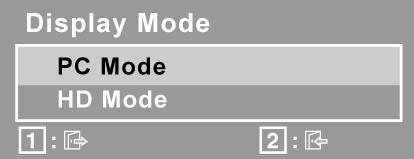 Kontrola Razlaga Display Mode (Način prikaza) omogoča dva načina barvnega območja. Tovarniška nastavitev izdelka je RGB način. RGB mode (RGB način) nastavi barvno območje na RGB za PC časovni način.