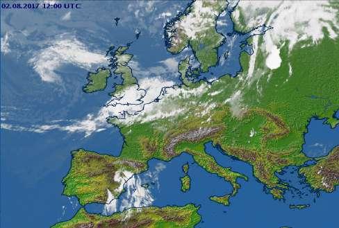 Satellite image on 2 August 217 at 12 GMT Slika 3. Topografija 5 mb ploskve 2. 8. 217 ob 14. uri Figure 3.