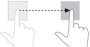 Poteza Funkcije Podrsljaj ali drsenje Premaknite prst v vodoravni ali navpični smeri po zaslonu.