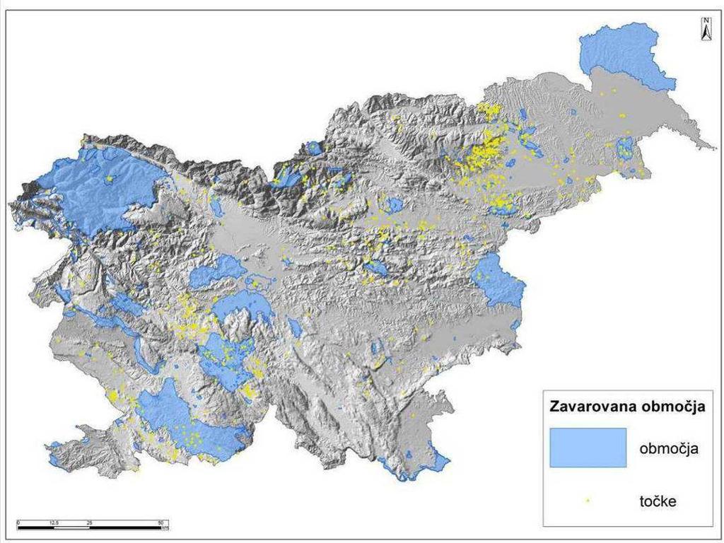 Slika 35: Prikaz območij Natura 2000 (vir: Geoportal ARSO, april 2016) Slika 36: Prikaz zavarovanih območij (vir: Geoportal ARSO, 2014) Naravne vrednote, vključno z