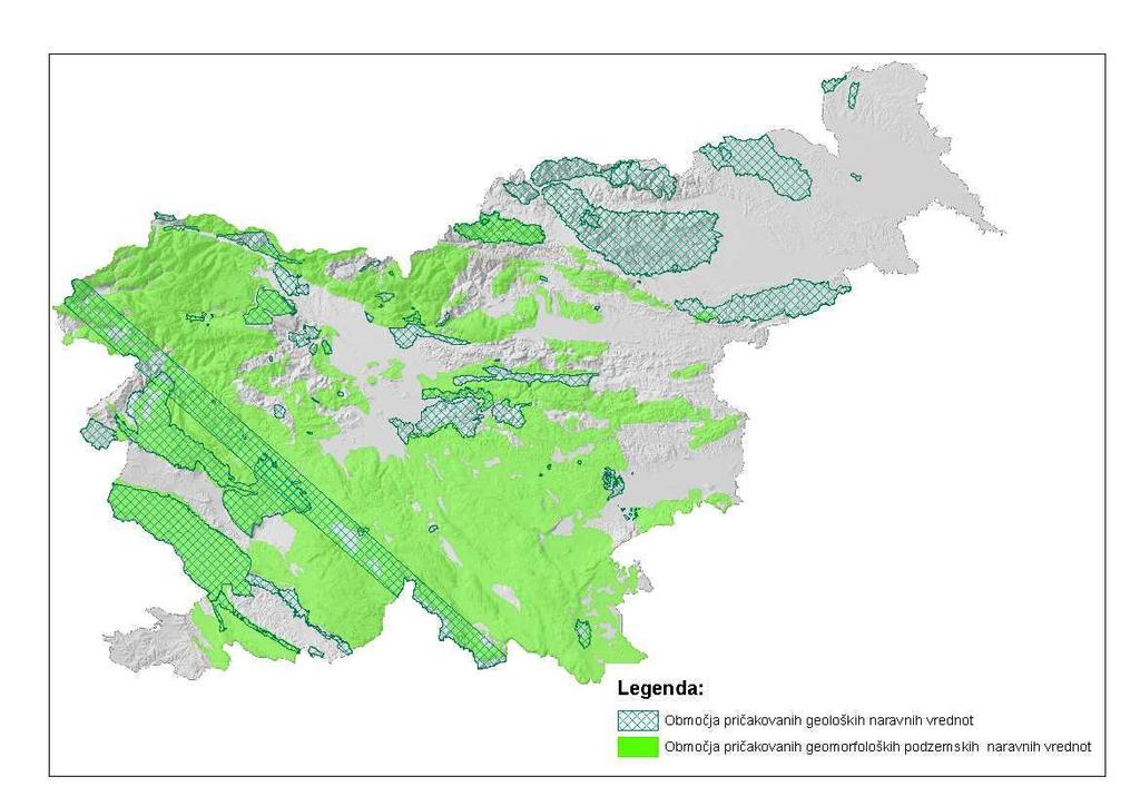 Slika 37: Prikaz naravnih vrednot na območju RS (vir: Geoportal ARSO, maj 2015) Slika 38: Prikaz pričakovanih naravnih vrednot na območju RS (vir: ARSO, 2009) Ekološko pomembna
