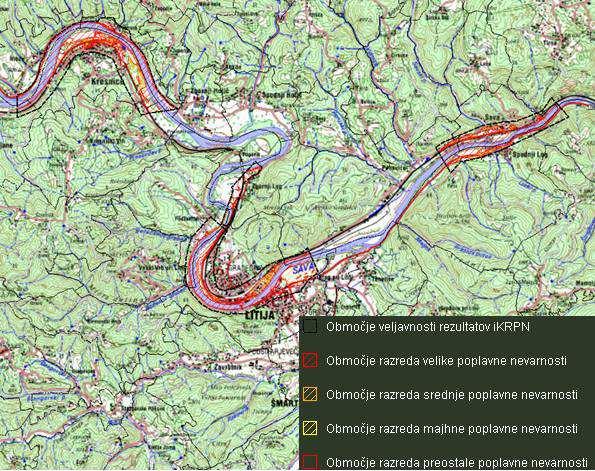 Slika 13: Karta razredov poplavne nevarnosti za