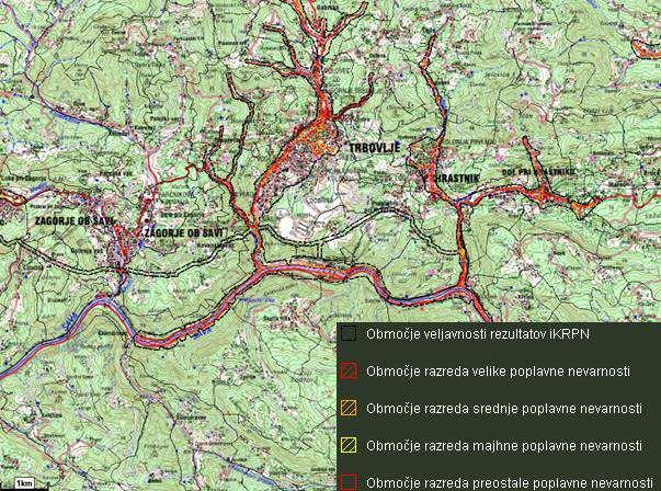 14: Karta razredov poplavne nevarnosti na območju