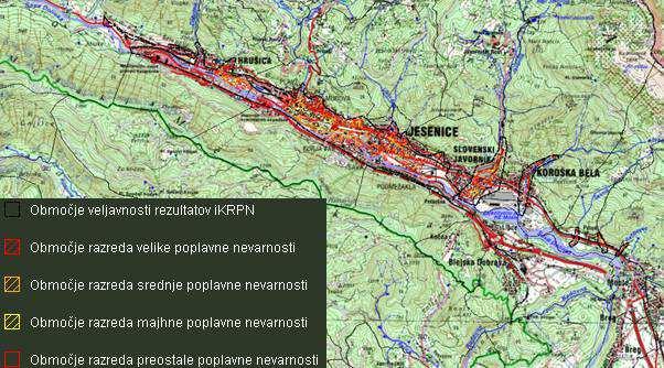 16: Karta razredov poplavne nevarnosti na območju