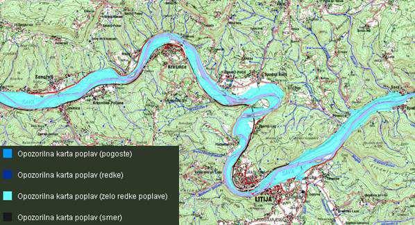 Slika 19: Opozorilna karta poplav za litijski