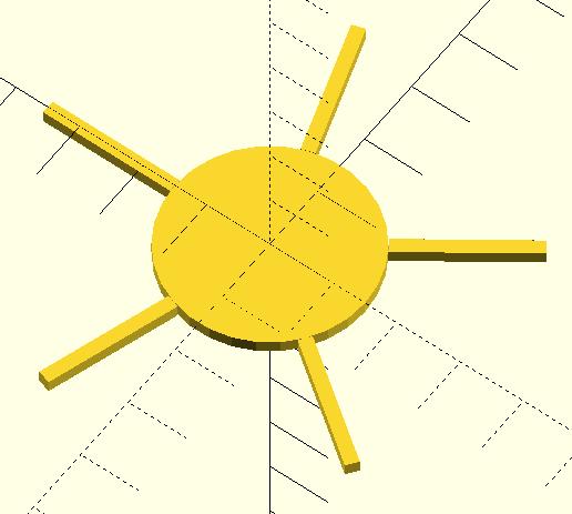 Slika 4.2.4: Rešitev naloge for() Naloga za učence 4: polieder Kot polieder modeliraj kocko z robovi 5 mm, 3 mm in višino 5 mm.