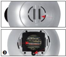 MONTAŽA PLANETARIJA Odprite pokrov predala za baterije (12) na spodnji strani krogle planetarija (1) (slika 3). Z izvijačem (sigurno ga imate doma) odvijte vijak držala baterij (13).