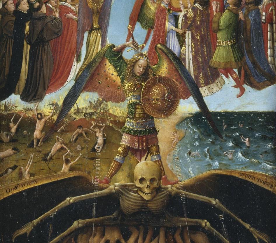 Fig. 2: Jan van Eyck, detajl nadangela Mihaela z Diptiha s križanjem in poslednjo sodbo, ok.