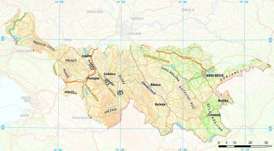 3.2 Geografski oris Planinskega polja Kras pokriva približno 43 % celotne površine Slovenije.