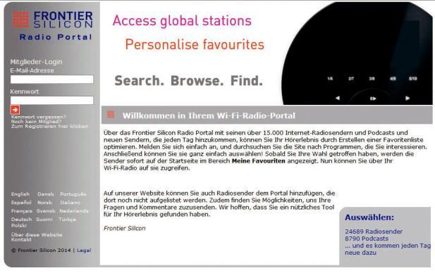 Zdaj pojdite na spletno mesto portala: http://www.wifiradio-frontier.com.