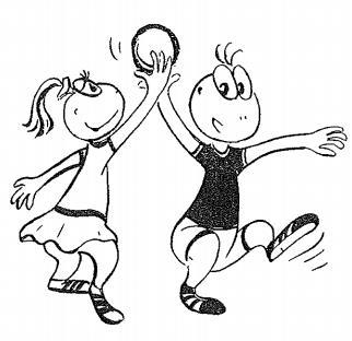 MI POČNEMO TAKO Z žogo lahko narediš tri korake. NE PA TAKO Z žogo ne smeš narediti več kot treh korakov. Slika 11: Trije koraki (EHF, 1994) MI POČNEMO TAKO Žogo lahko odbijaš, kolikor časa želiš.
