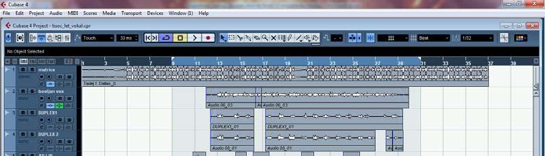 6.3.1 Editiranje posnetega vokala Vsak posneti zvok je potrebno po snemanju urediti in pripraviti na fazo mešanja (miksa).