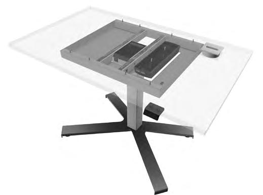2. Desks on a one-column base emodel 2.0 2.1. Table top Fixed table tops made of melamine faced chipboard (MFC), thickness 18 mm with 2 mm edge in glue technology as standard.