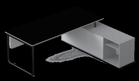 6. Sideboard for integra on with desk Play&Work Sideboard versions: Double-sided Model A external side: 1 sliding door, internal side: open part and 3 black metal drawers with 80 % slide extension,