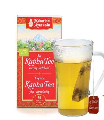 KAPHA ČAJ Kapha čaj je odličen čaj če iščete voljo in veselje do življenja. Ingver in druge aromatične začimbe spremenijo ta vroči in začinjeni čaj v pijačo, ki poživlja.