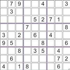 kvadratno mrežo, po navadi velikosti 9 9, s števili od 1 do 9.