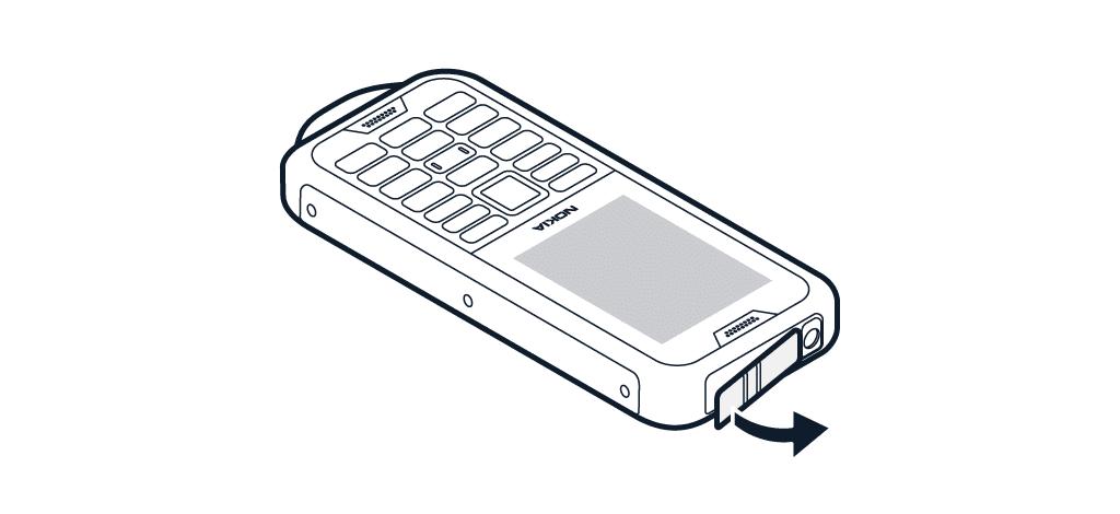 Polnjenje baterije 1. Polnilnik priključite v električno vtičnico. 2. Odprite zgornji pokrovček telefona: v režo med telefonom in pokrovčkom vstavite noht in pokrov povlecite navzdol. 3.