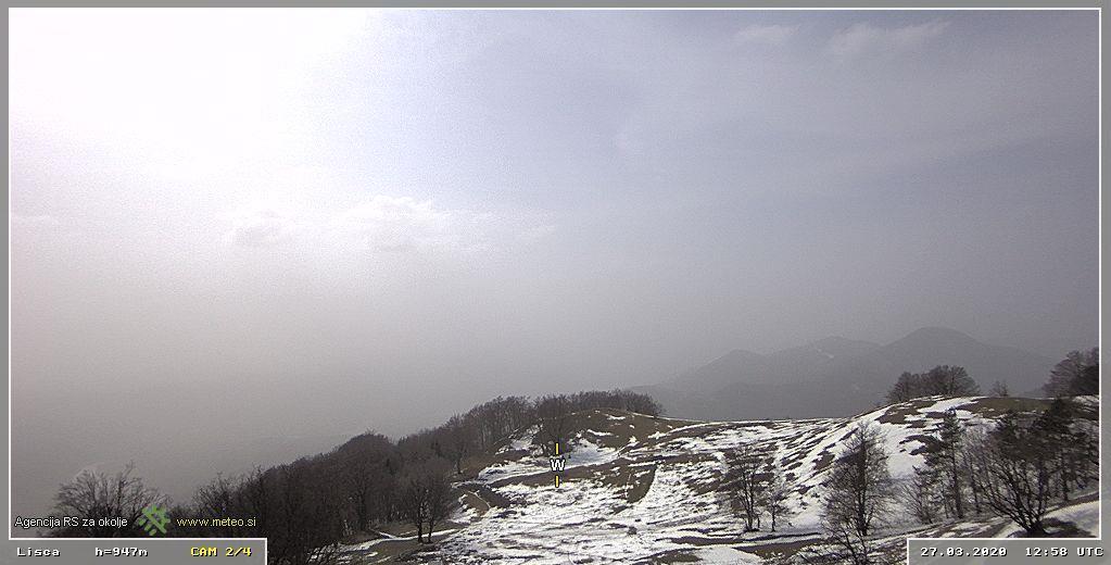 Slika 13. Posnetek kamere na Lisci nad Sevnico 27. marca ob 13.50, pogled proti zahodu.