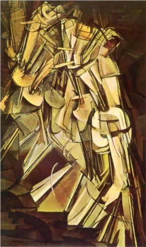 Slika 4: Marcel Duchamp, Akt, ki se spušča po stopnicah št.