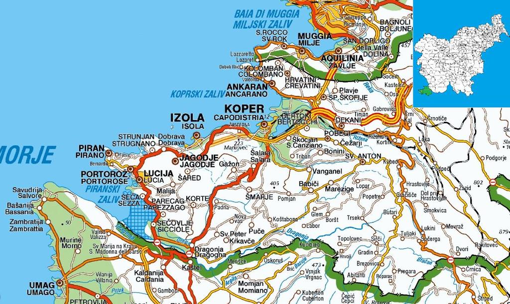 5.1.4 Kartografski prikaz območja LAS Slika 1: Kartografski prikaz območja Slovenske Istre. Slika 2: Pomorska karta Tržaškega zaliva. 5.1.5 Stanje infrastrukture in opremljenosti z osnovnimi