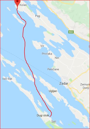 (najkasneje do 15. ure) in pot nadaljevali proti otoku Pag pristanišče Mandre.