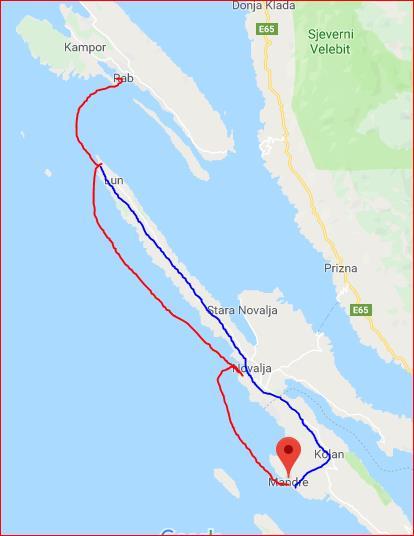 6. Dan - 14.05.2019. Luka Mandre (otok Pag) Po zajtrku (od 8. do 9.30) - nadaljevanje kolesarjenja do pristanišča Lun 32 km.