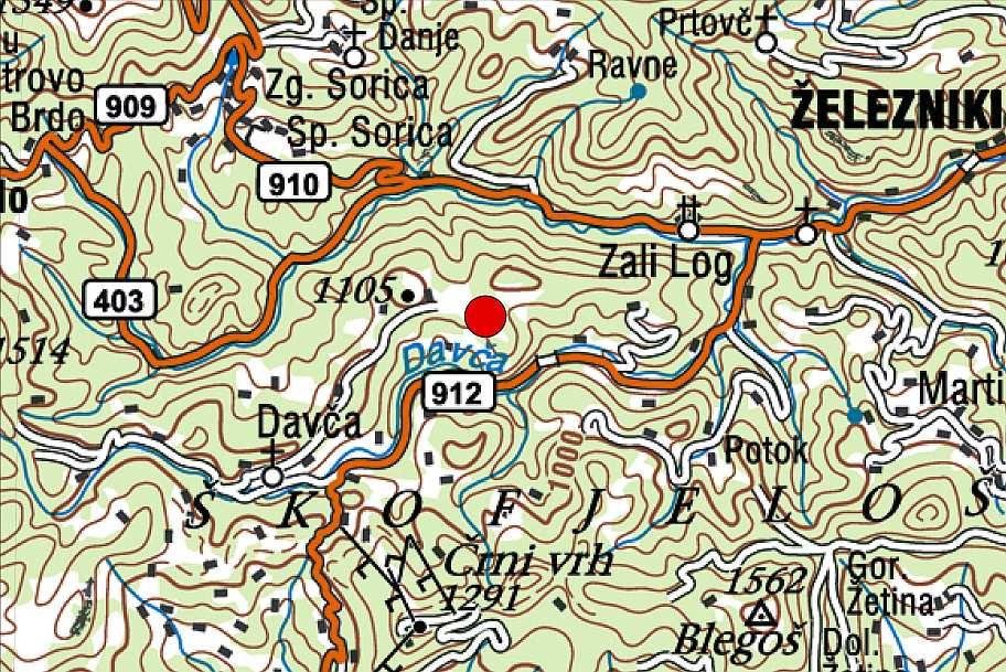 Geografska lega meteorološke postaje Davča (vir: Atlas okolja 1 ) Figure 1.