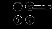 garnitura kljuk, s kratkim ščitom, pripravljeno za profilni cilinder / navadno ključavnico, črna plastika garnitura kljuke z