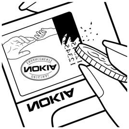 Da bi zagotovo dobili pristno baterijo Nokia, jo kupite pri poobla¹èenem prodajalcu izdelkov Nokia, na embala¾i poi¹èite logotip pristne dodatne opreme Nokia in po naslednjem postopku preglejte