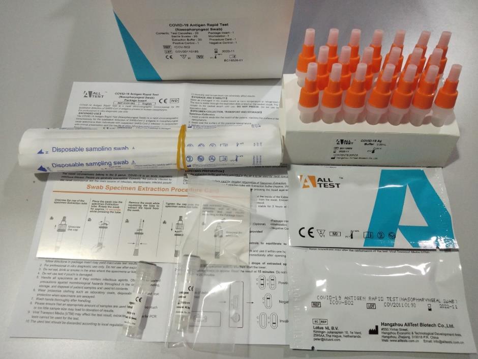 NAVODILO ZA UPORABO ALL TEST COVID-19 Ag HITRI TEST s kontrolami REF ICOV-502 HC-ICOV-502-PN Za hitro in kvalitativno odkrivanje antigenov SARS-CoV-2 prisotnih v človeškem nazofarinksu.
