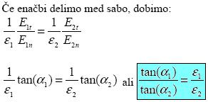 Lomni zakon združuje obe enačbi. Če na meji ni dveh dielektrikov ni površinskega (prostega) naboja. 27.