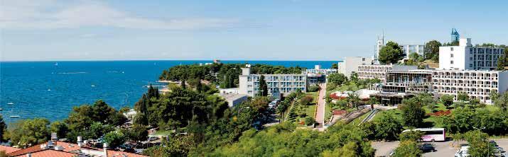 Hotel Istra*** ISTRA*** POREČ Hrvaška Istra 7 x polpenzion že za 238 os. Lega: na vzpetini polotoka v Zel. Laguni, 5 km od Poreča. Plaža: 150 m, betonirana s prodnatimi zalivčki.