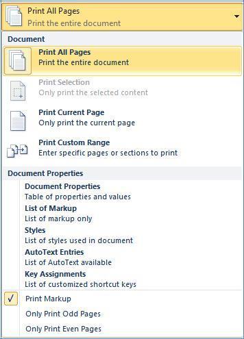 43 Obseg tiskanja (Print Range) Natisni vse strani (Print All Pages) možnost uporabimo za tiskanje celotnega dokumenta Izbor tiskanja (Print Selection) tiska le zaznamovani del dokumenta Natisni
