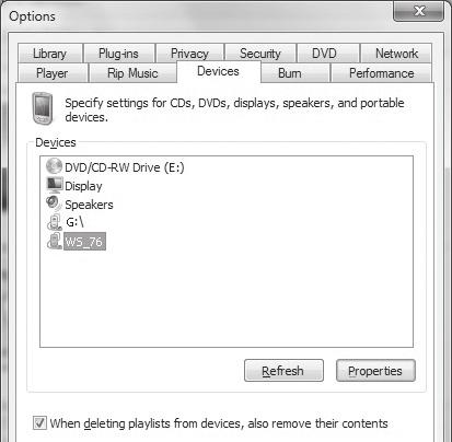 Windows Media Player 12 1 Povežite diktafon z osebnim računalnikom in zaženite program Windows Media Player. 2 V meniju [Organize] kliknite [Options].