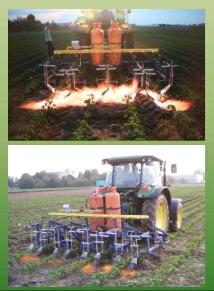 Zatiranje plevelov z ožiganjem Osnovna tehnologija izvira že iz 40 let prejšnjega stoletja,vendar je s prihodom herbicidov praktično izginila Temperatura znotraj gorilnika pri zgorevanju dosežejo