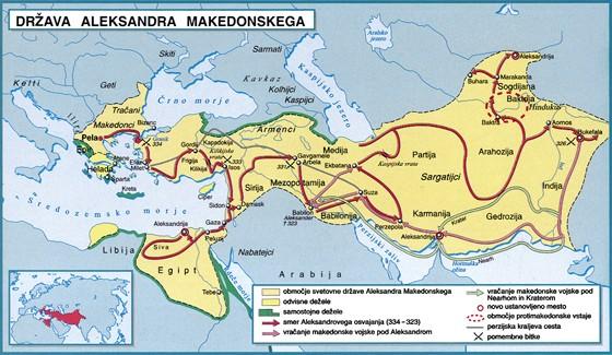 Slika 3: Država Aleksandra Makedonskega (Vir: http://vedez.dzs.si) 5.1 Začetek vojnega pohoda Leta 334 pr. Kr.