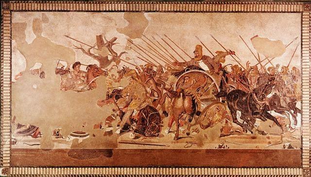 Slika 5: Bitka pri Issu, mozaik iz 2. stoletja pr. Kr. (Vir: http://www.hudsonfla.com) Darej III. je v bojni zmedi panično zapustil svojo vojsko in izgubil bitko.