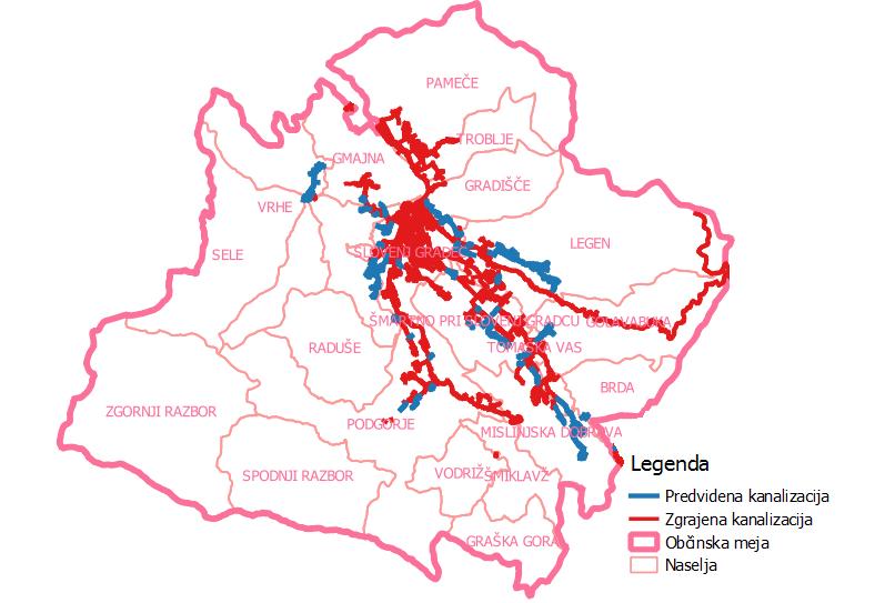 Komunala Slovenj Gradec d. o. o. 130 km pretežno mešanega kanalizacijskega omrežja.