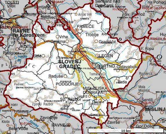 8 REZULTATI 8.1 SPLOŠNI PODATKI O MESTNI OBČINI SLOVENJ GRADEC Mestna občina Slovenj Gradec je del koroške statistične regije. Občino sestavlja 22 naselij in 17 aglomeracij. Meri 173,7 km 2, ima 16.