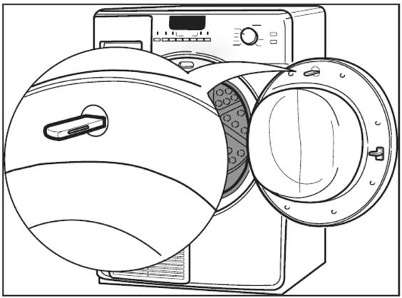 SPREMEMA SMERI ODPIRANJA VRAT Za večje udobje: Če želite sušilni stroj namestiti na pralni stroj, lahko spremenite smer odpiranja vrat in tako