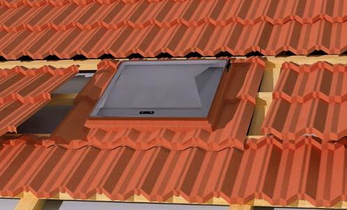 Strešno okno za izhod na streho montiramo pod nos strešnika v zgornji vrsti in pod strešnika na obeh