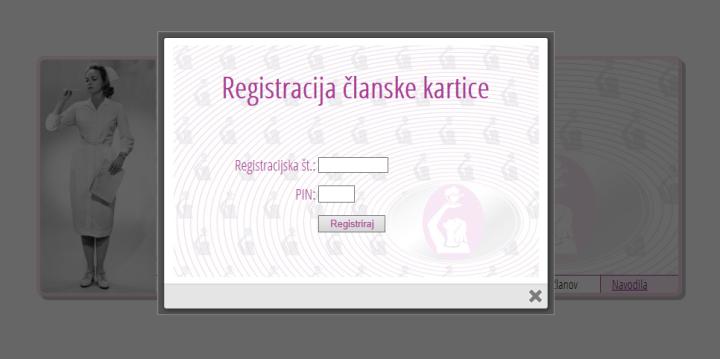 Prvi obisk spletnega portala članov postopek registracije Ob prvem vstopu v Portal članov je potrebna registracija članske kartice.