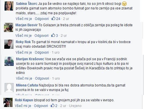 Slika 5.1: Primeri sovražnega govora na Facebooku Ni pa ta skupina edina v Sloveniji.